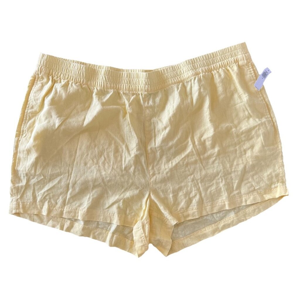 Old Navy Linen Blend Butter Yellow Shorts Women Size 3X Boho Coastal Resort NWT
